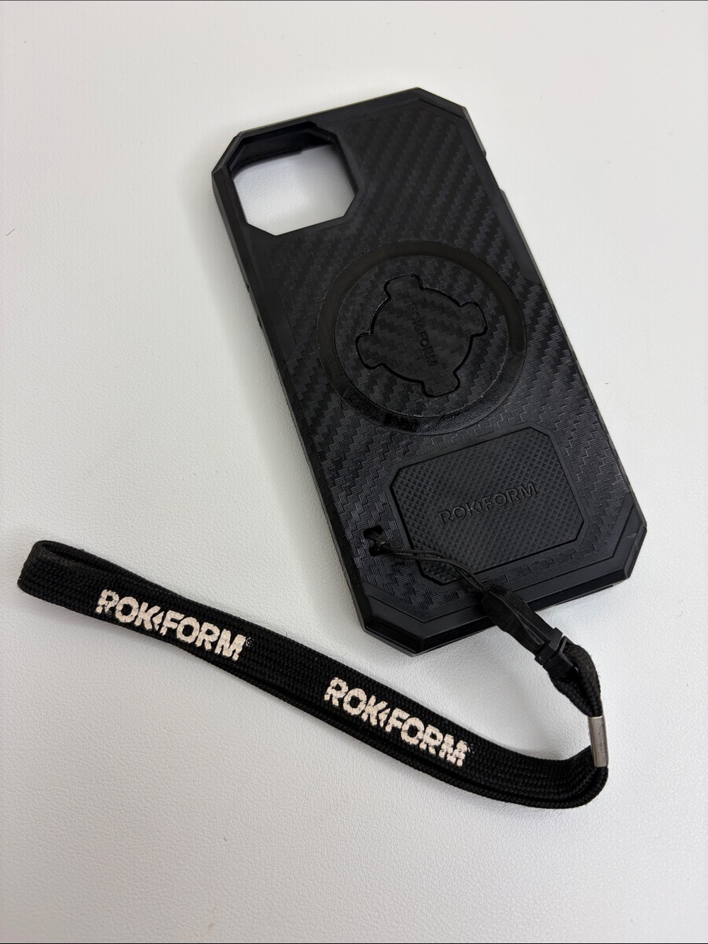 Black Rugged Phone Case with Black Wrist Strap Rok Form iphone 13